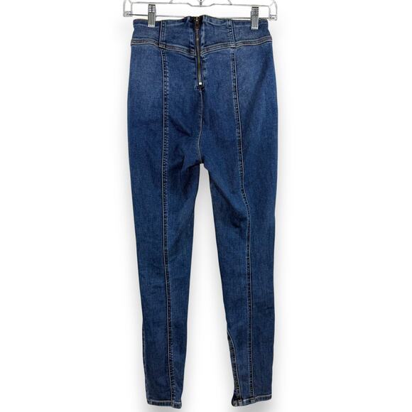 Free People CRVY Mercury Zip Jeans Harper Blue Size 27 Moto Y2K StreetwearDenim - Picture 4 of 15